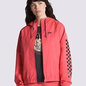 NWT Vans Kastle Check Me Jacket Calypso Coral Mesh-Lined Large